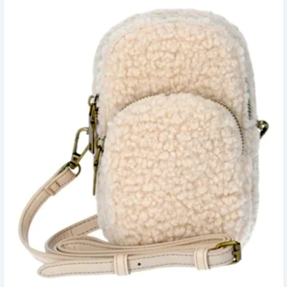 Cream Sherpa Crossbody Bag